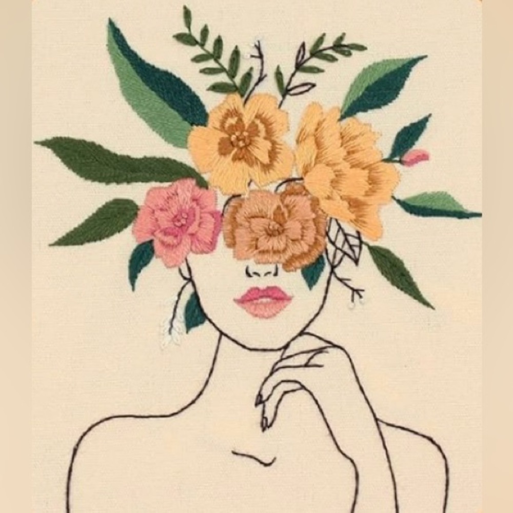 💕 Embroidery DIY Woman Printed Cloth Embroidery Thread & Instructions